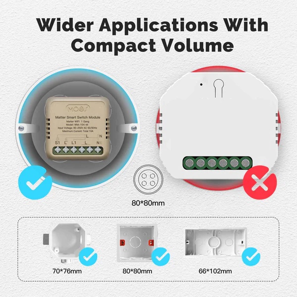 WiFi Matter Mini Smart Switch Module Relay Timer DIY Home Automation