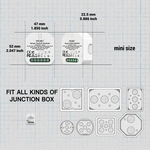 Bluetooth Smart Mini Switch Module DIY Light BLE SIGMESH 1 2 Gang Circuit Breaker