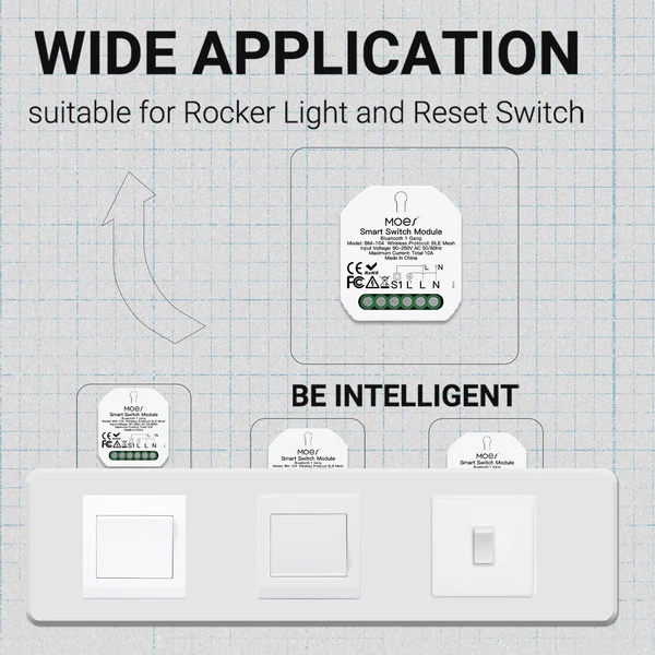 Bluetooth Smart Mini Switch Module DIY Light BLE SIGMESH 1 2 Gang Circuit Breaker