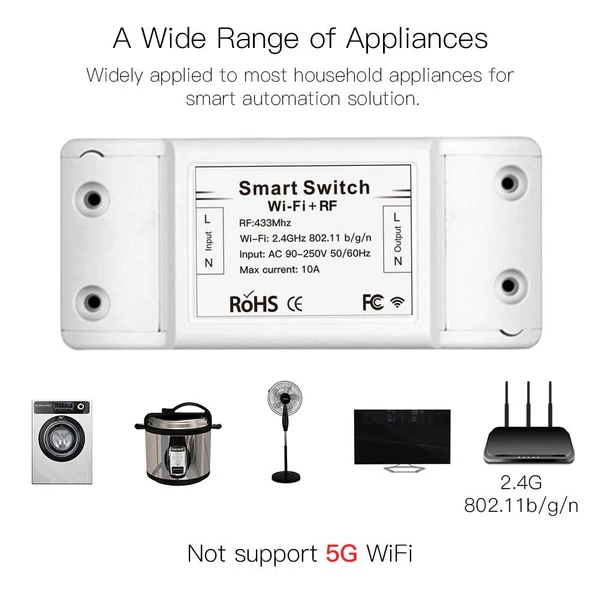 WiFi RF DIY Smart Light Switch Module Universal Breaker Timer Works with Alexa Google Home