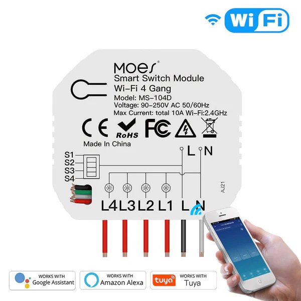 3/4 Gang, 1/2 Way Module, Wireless Home Smart Switch Light Modular