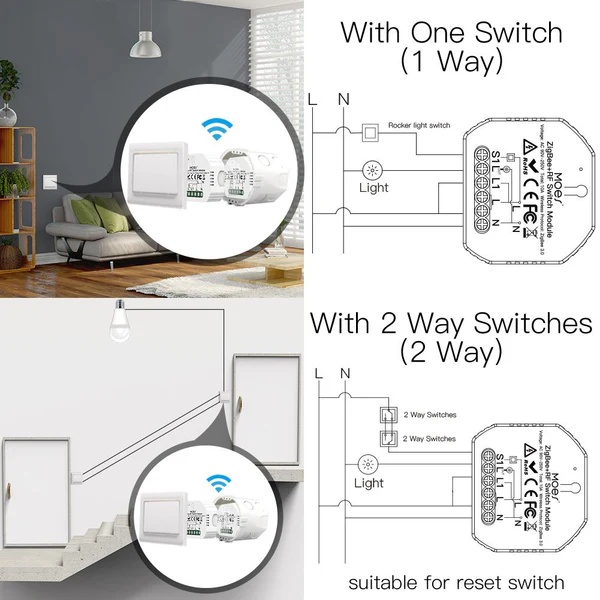 MOES Tuya ZigBee 3.0 RF Switch Module, Smart Light Switch Module 1/2 Gang