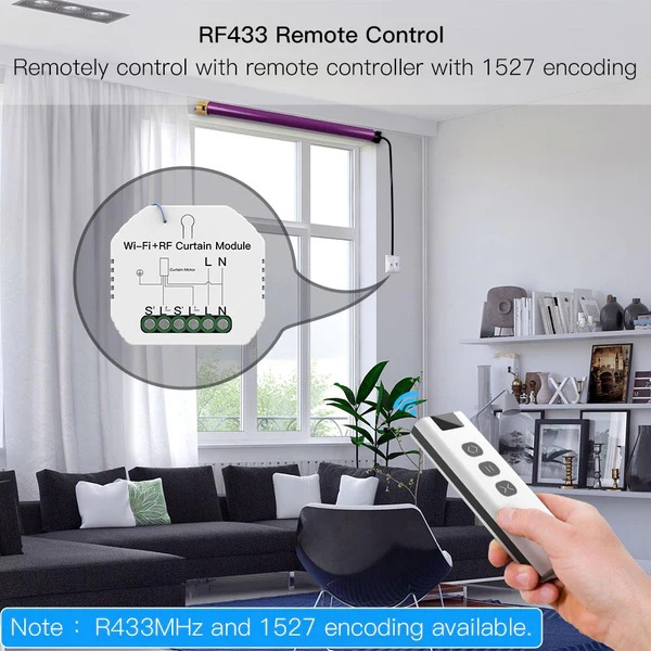 WiFi DIY RF433 Smart Curtain Switch Module for Electric Motorized Roller Blinds Shutter Motor