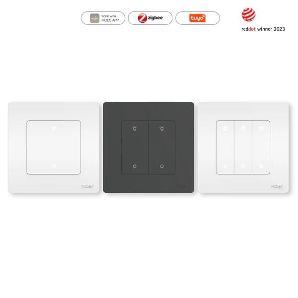 MOES Star Ring ZigBee Smart Dimmer Switch for Light Dimming Work with Alexa Google Home Dimmable 1-3Gang