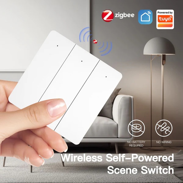 MOES Smart ZigBee Wireless Switch, Self-powered 2/3 Gang Scene Switch Sticker