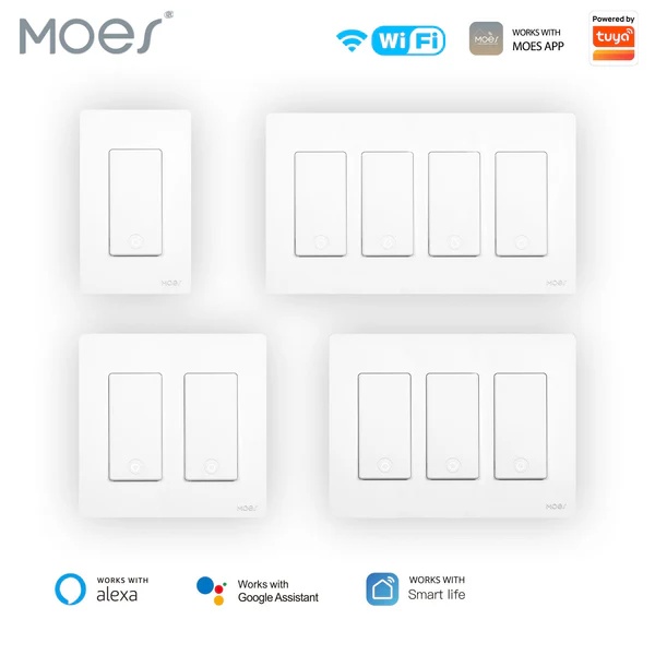 MOES Star Ring 2nd Generation Smart Single Pole 3 Way WIFI Switch 1/2/3/4 Gang