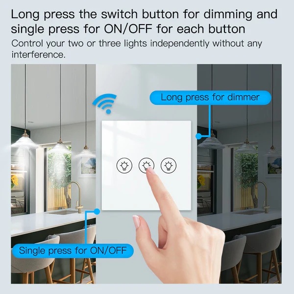 MOES WiFi Smart Light Dimmer Touch Panel Switch 1/2/3 Gang EU Version