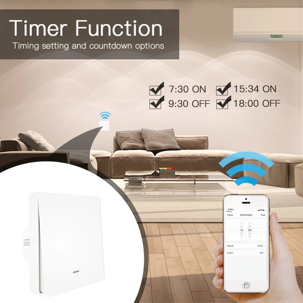 WiFi RF433 Smart Light 2 Way Multi-control Push Button Switch Neutral Wire EU