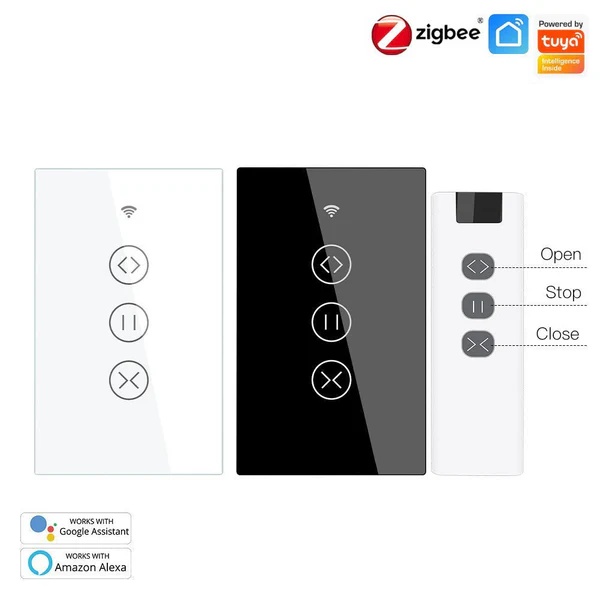 ZigBee RF433 Smart Curtain Blinds Shutter Touch Switch Multi-control Neutral Wire Required US