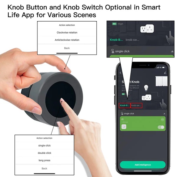 ZigBee Smart Wireless Scene Rotary Switch Multi-control Battery Powered