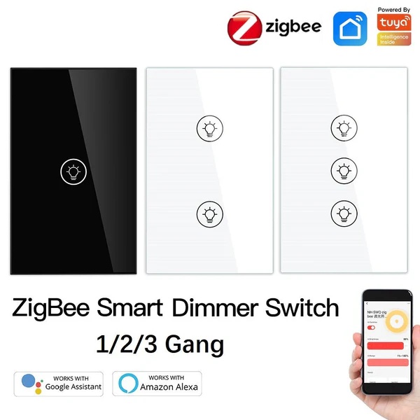 ZigBee Smart Dimmer Switch, Multi-gang Smart Light Dimmer Switch, US Single Pole Neutral Wire Required