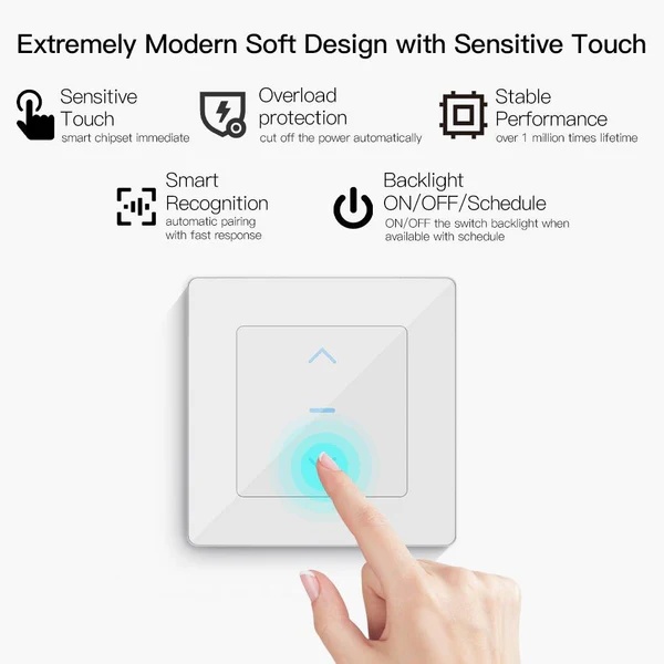 WiFi Touch Smart Curtain Switch Design for Motorized Curtains and Roller Blinds EU