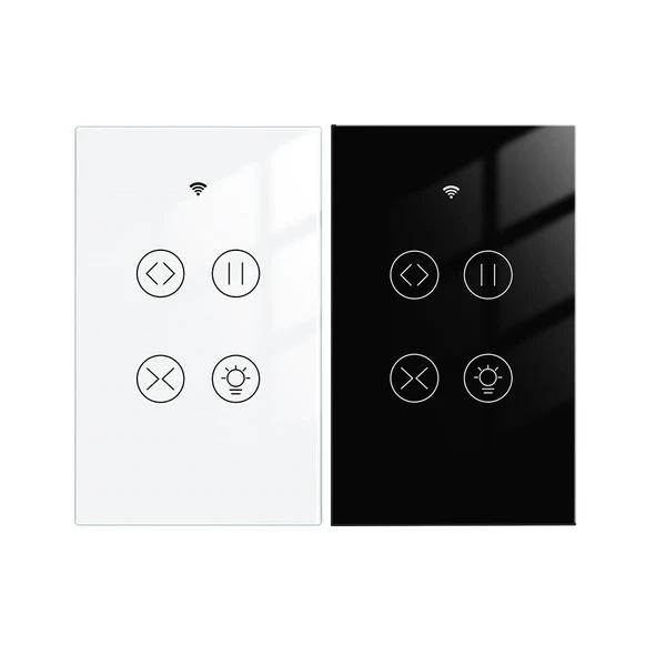 WiFi Curtain Light Switch RF433 Smart Glass Panel Curtain Light Touch Switch Single Pole Neutral Wire Required US