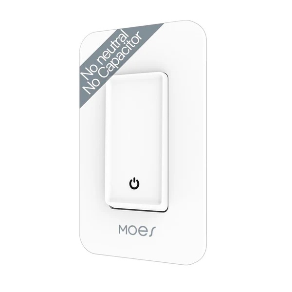 WiFi Smart Switch No Neutral, Push Button Switch, Single Pole 100-120V, Wire Required No Capacitor US