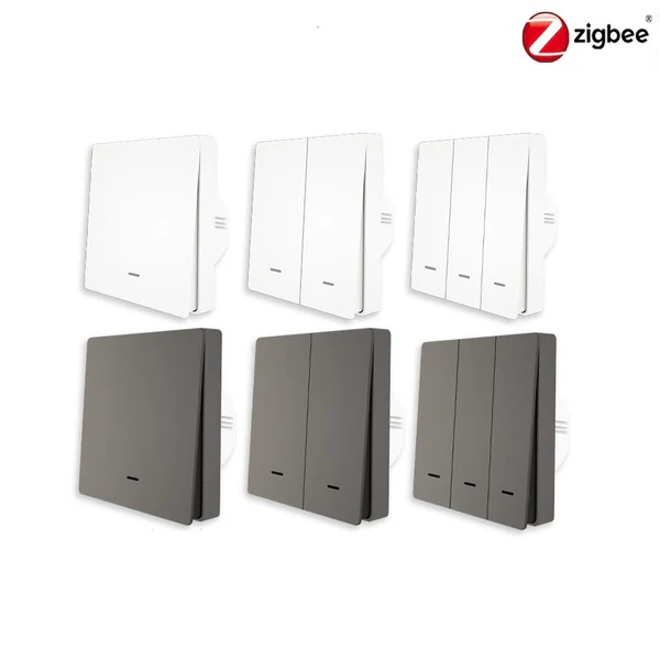 ZigBee 1/2/3 Gang Smart Push Button Light Switch 2 Way Multi-Control Neutral Wire Optional EU