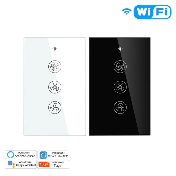 WiFi RF433 Smart Ceiling Fan Touch Switch Single Pole Neutral Wire Required US