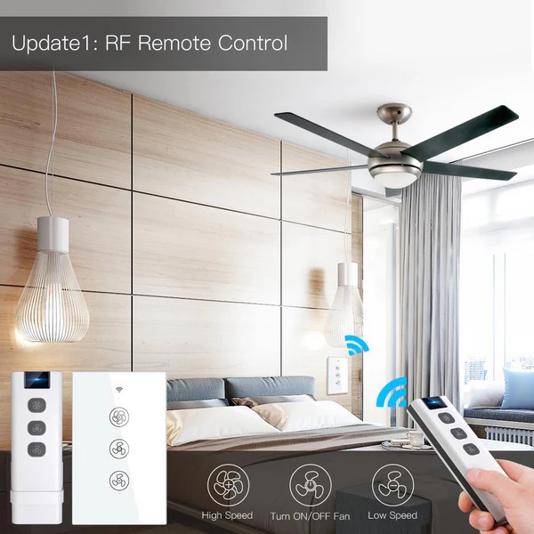 WiFi RF433 Smart Ceiling Fan Touch Switch Single Pole Neutral Wire Required US