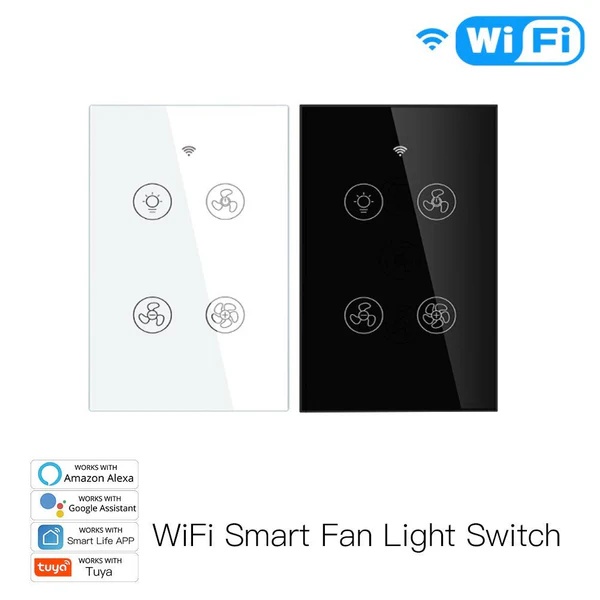 WiFi RF433 Smart Ceiling Fan Light Touch Switch Single Pole Neutral Wire Required US