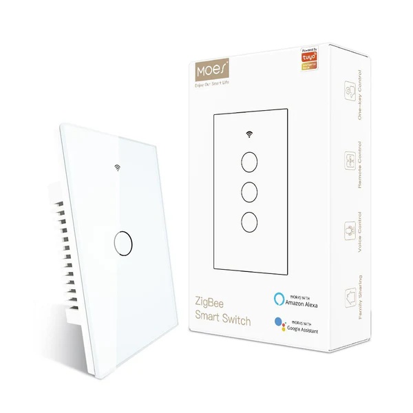 ZigBee Smart Light Touch Switch Multi-Control Neutral Wire Optional No Capacitor US