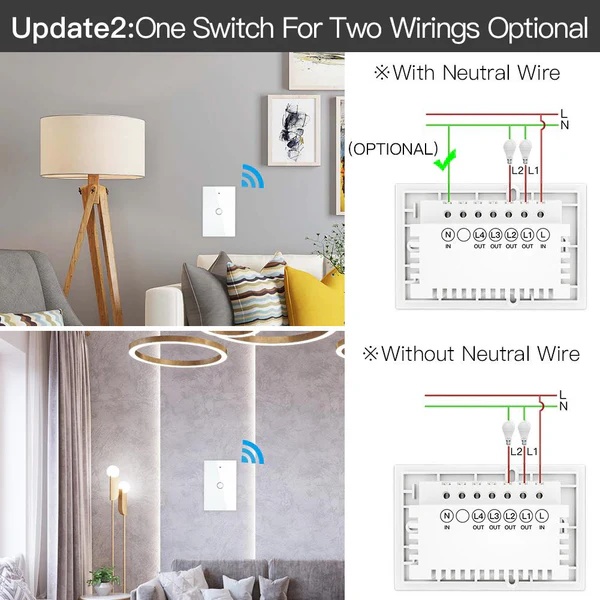 ZigBee Smart Light Touch Switch Multi-Control Neutral Wire Optional No Capacitor US