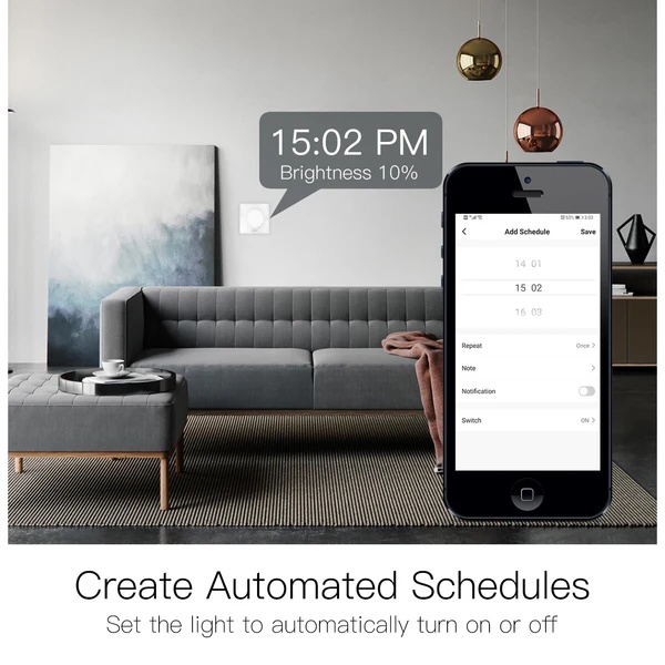 Smart Light Dimmer Rotary Switch Schedule Timer Brightness Memory EU