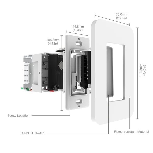 WiFi 3 Way Smart Light Switches Push Button Double Switch Neutral Wire Required 100V-120V