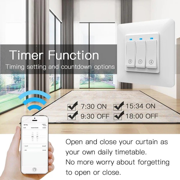 WiFi Smart Curtain Push Button Switch For Motorized Curtain Motor Roller Blinds EU