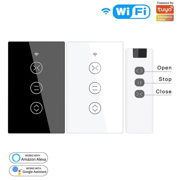 WiFi Curtain Blinds Roller Shutter Switch RF433 Smart Touch Curtain Switch Single Pole Neutral Wire Required US