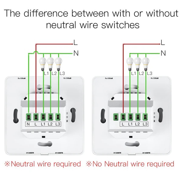 WiFi Smart Light Push Button Switch Neutral Wire Optional Capacitor required 220-240V EU