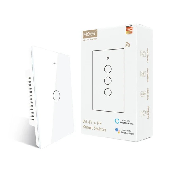 RF433 WIFI Smart Wall Touch Light Switch Glass Panel, 3 Way Multi-Control Neutral Wire Required US Standard