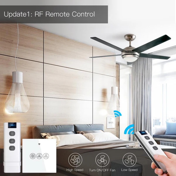 WiFi RF433 Smart Ceiling Fan Touch Switch Single Pole Neutral Wire Required EU