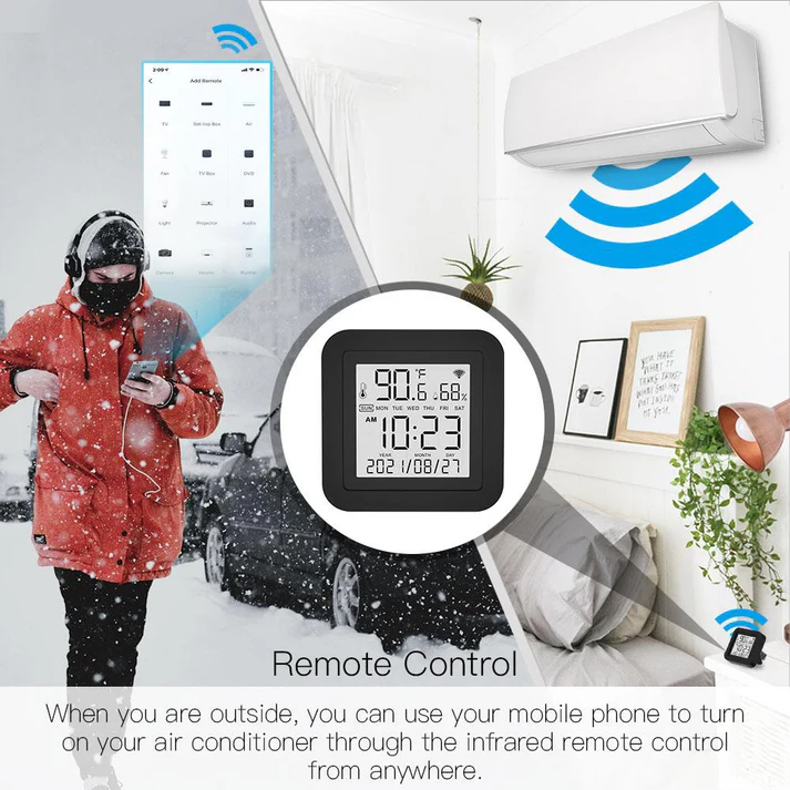 Wi-Fi Smart IR Remote Control with Temperature and Humidity Sensor for Air Conditioner TV AC