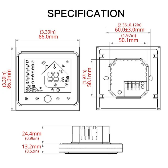 WiFi Smart Thermostat Temperature Controller Water Floor/Electric Heating Water/Gas Boiler LCD Touch Screen BHT 002