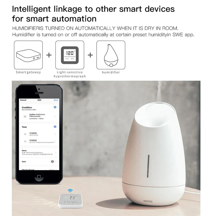 Zigbee/Bluetooth Smart Brightness Thermometer Real-time Light Sensitive Temperature and Humidity Detector