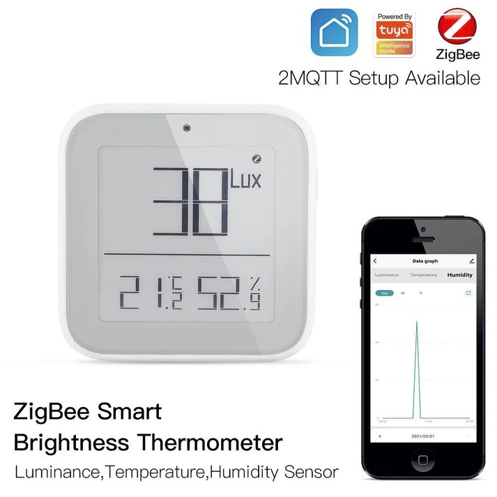 Zigbee/Bluetooth Smart Brightness Thermometer Real-time Light Sensitive Temperature and Humidity Detector