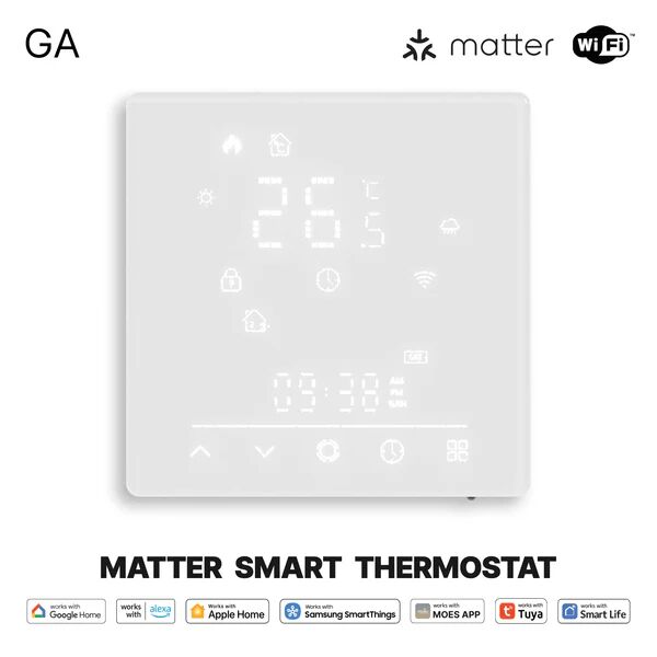 Smart Thermostat Matter WiFi Temperature Controller Water/ Electric /Gas /Boiler Floor Heating