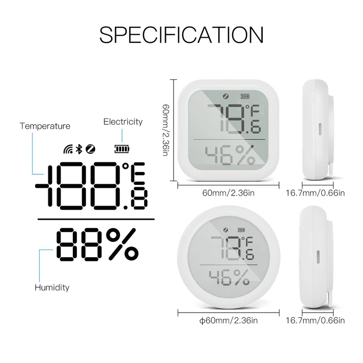 MOES ZigBee Smart Temperature and Humidity Sensor Indoor Hygrometer Thermometer Detector