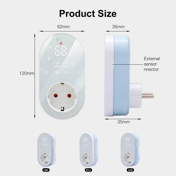 Programmable Smart WiFi LED Thermostat Plug Outlet Wireless Electric Plug-in Thermostat Socket