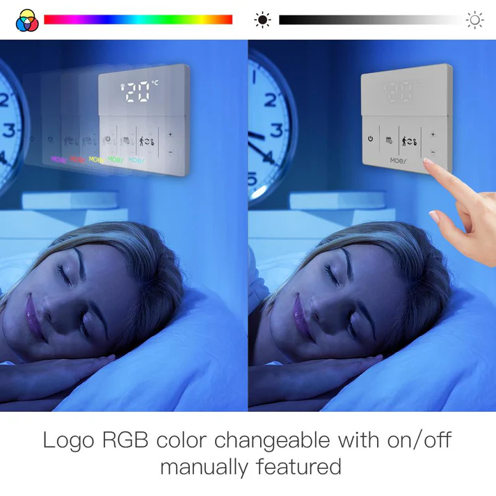 WiFi Smart Programmable Thermostat Electric Underfloor Heating Touch Screen Temperature Controller Logo Color Adjustable