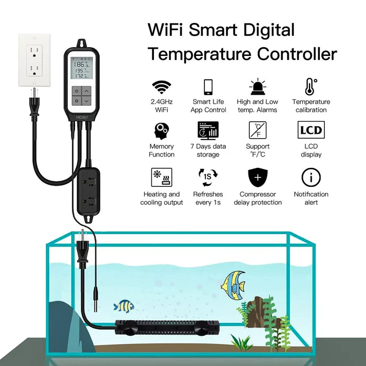 WiFi Digital Temperature Controller Thermostat Outlet Plug Heating and Cooling