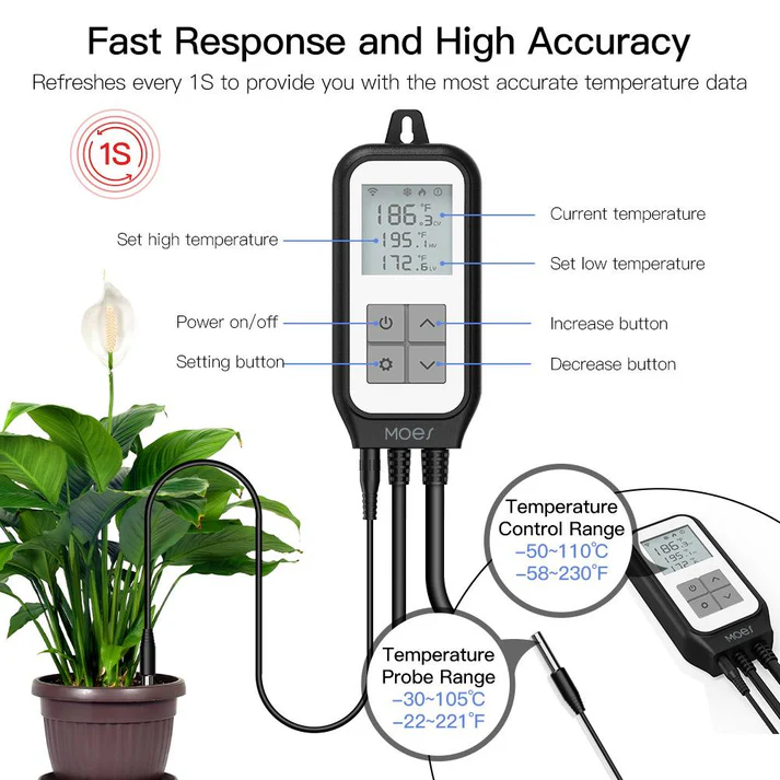 WiFi Digital Temperature Controller Thermostat Outlet Plug Heating and Cooling