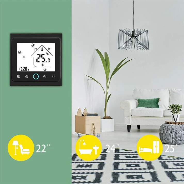 WiFi Smart Central Air Conditioner Thermostat Temperature Controller 2/4 Pipe 3 Speed Fan Coil Unit