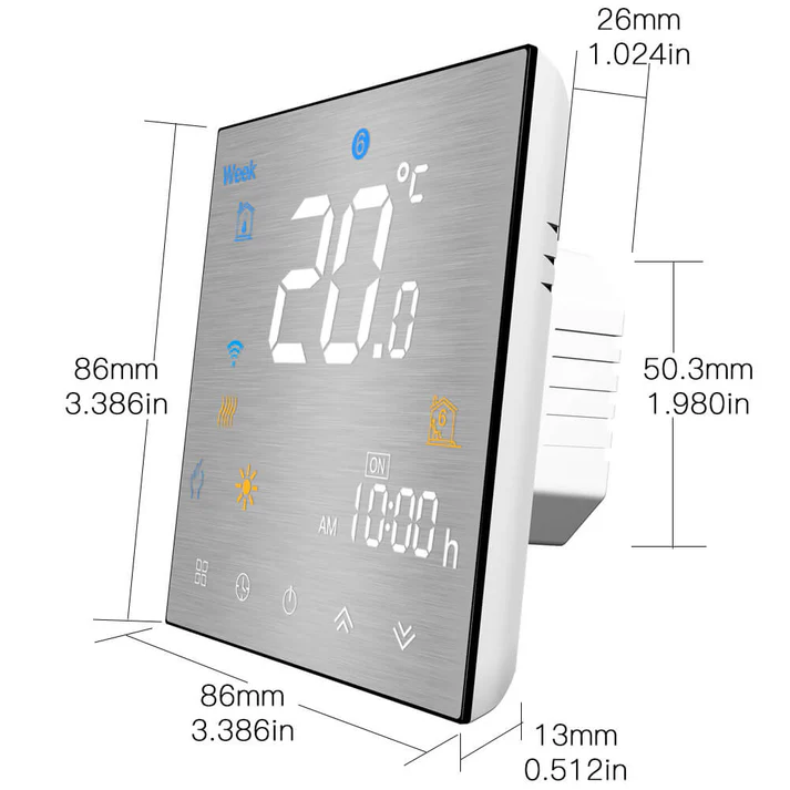 WiFi Smart Thermostat Temperature Controller for Water/Electric floor Heating Water/Gas Boiler Brushed Panel