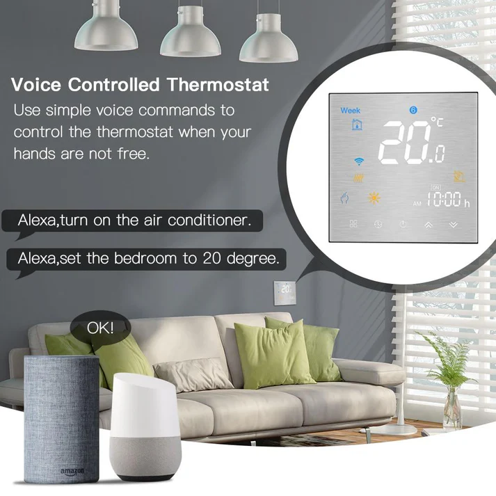 WiFi Smart Thermostat Temperature Controller for Water/Electric floor Heating Water/Gas Boiler Brushed Panel