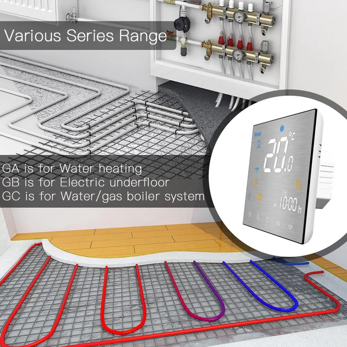 WiFi Smart Thermostat Temperature Controller for Water/Electric floor Heating Water/Gas Boiler Brushed Panel